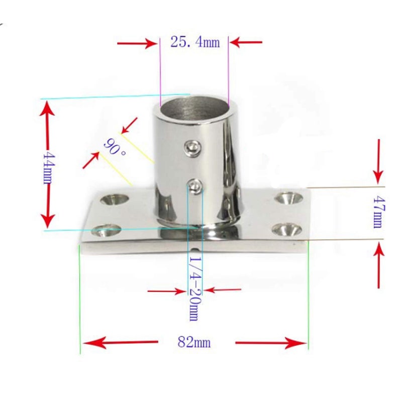 NRC&XRC Boat Hand Rail Fitting-90 Degree 1 inch Rectangular Base-Marine 316 Stainless Steel usd by Boats/Awning - Image 5